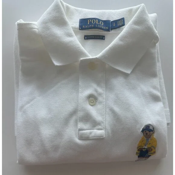 Polo Ralph Lauren Teddy Bear Shirt S/S Men Small Slim Fit White Streetwear Bear - Picture 12 of 13